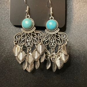 NWT! Gorgeous Statement Piece Silver & Blue earrings!
